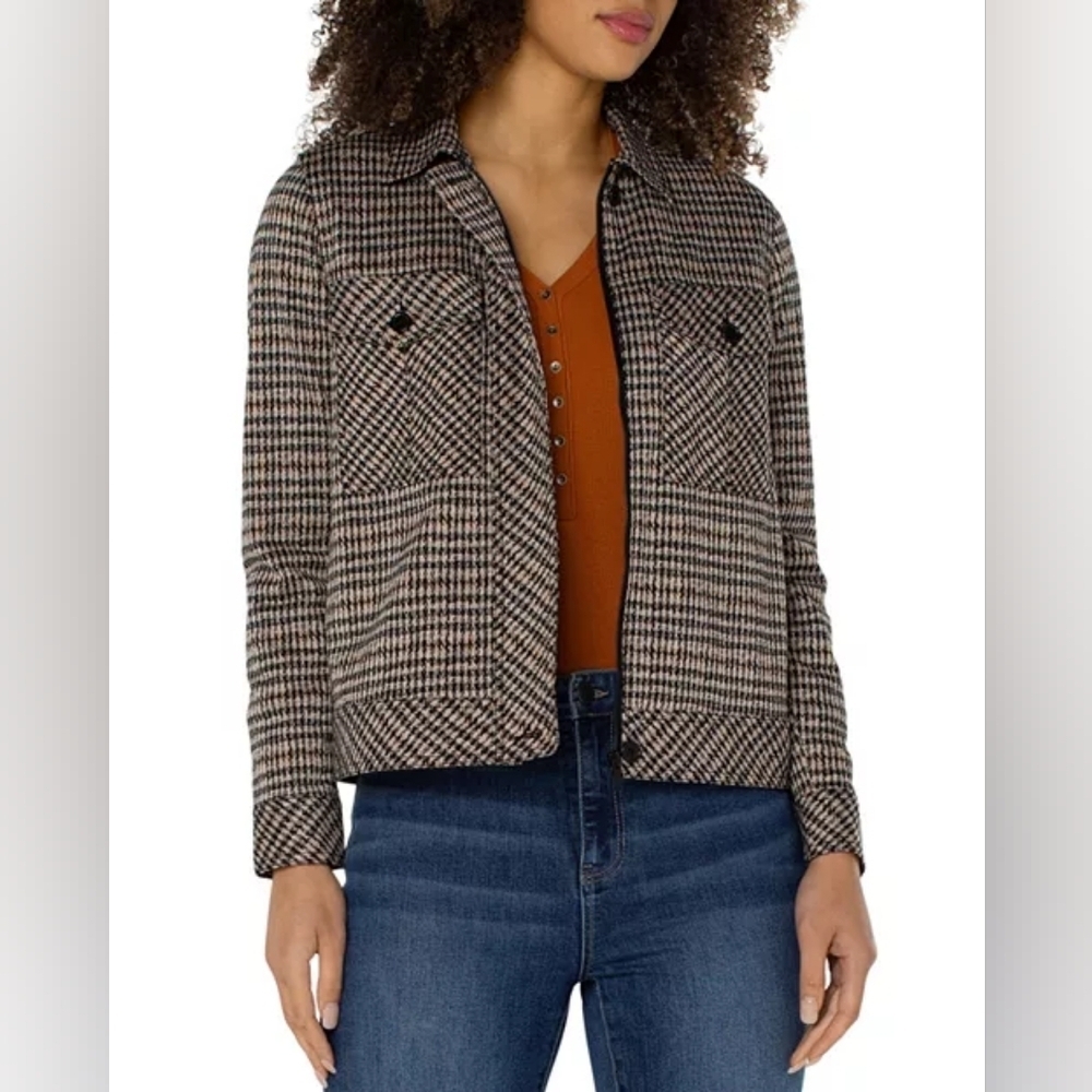 Liverpool Los Angeles Houndstooth Plaid Utility Jacket Women's Size XS